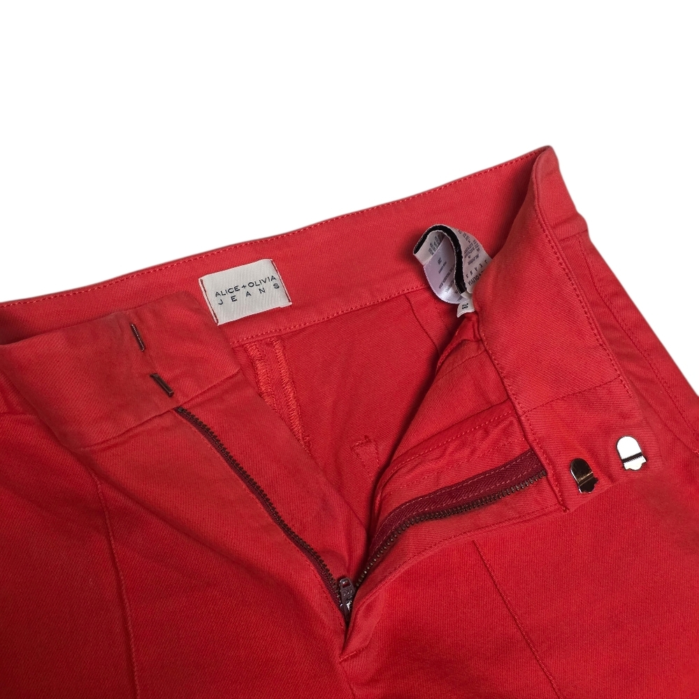 Alice + Olivia Red High-Waist Flare Jeans - Picture 5 of 15